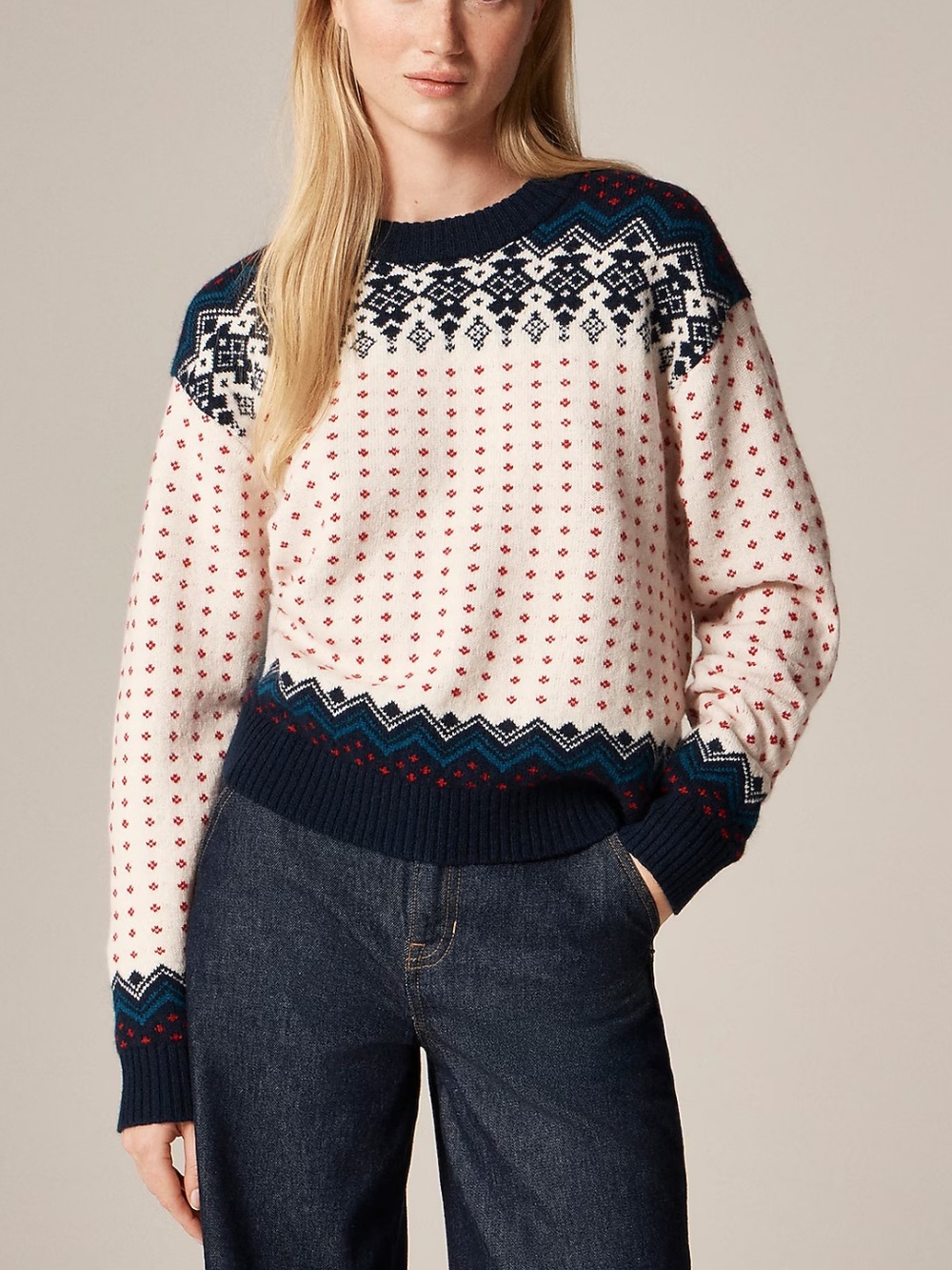 J. Crew Women’s Sweater Fair Isle crewneck sweater in vintage wool size Medium